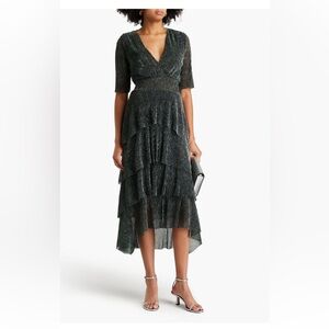 Maje Lamé Ruffled Dress